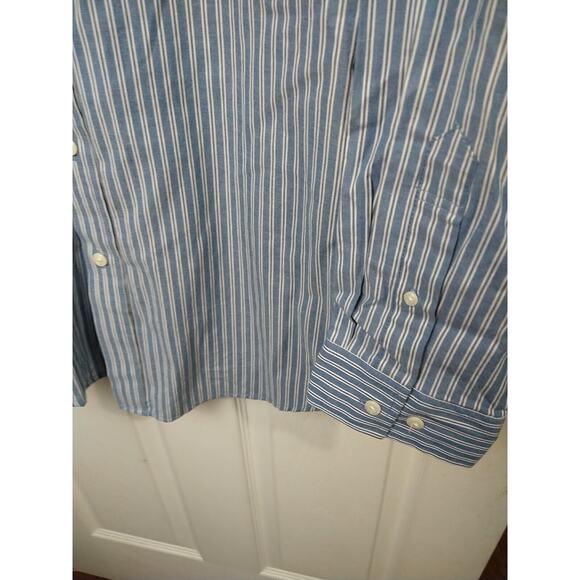 Croft&Barrow Men's XL Shirt Blue Striped Collared Long Sleeve Officewear - Picture 5 of 10